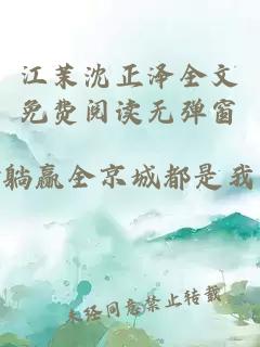 江茉沈正泽全文免费阅读无弹窗