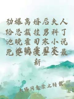 劲爆离婚后夫人给总裁挂男科了池晚霍司寒小说免费阅读全文最新